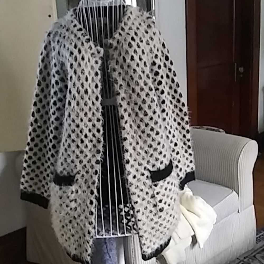 Women's Angora look polka dot sweater